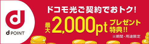 dポイント最大2,000pt還元